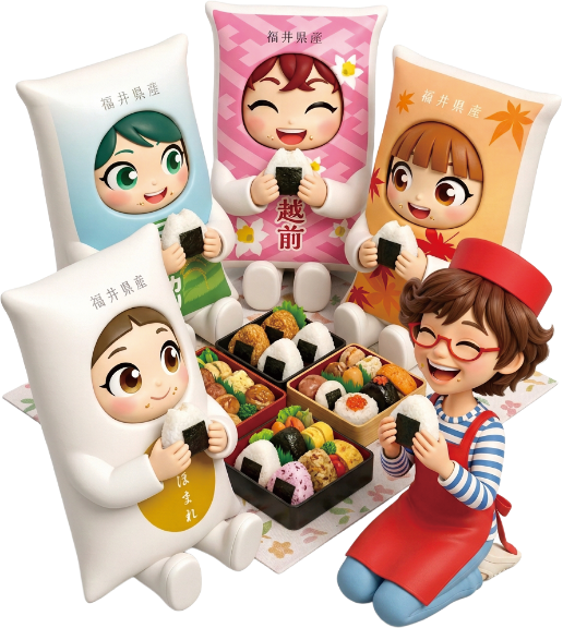 みんなでお弁当を囲むイラスト